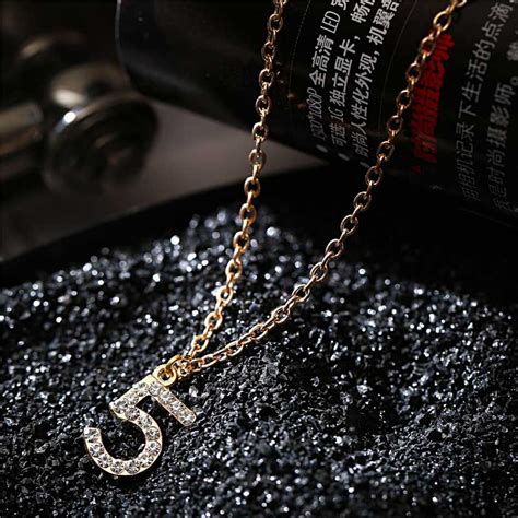 Luxury Brand Full Pearl Rhinestones Number 5 Necklace Simple Short ...