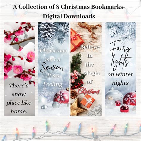 Printable Christmas Bookmarks Christmas Quotes Set Of 8 Etsy