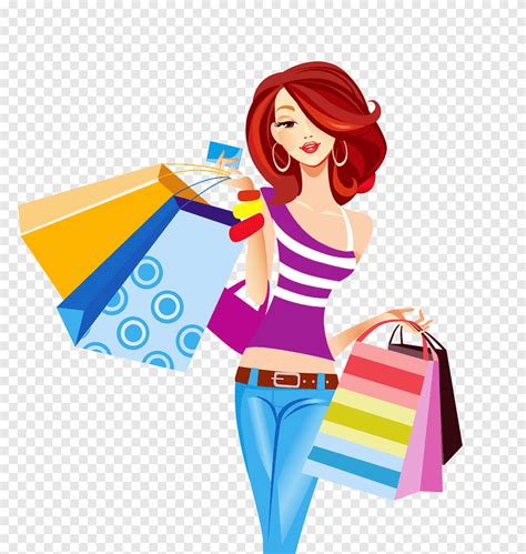 Cartoon Girl With Shopping Bags