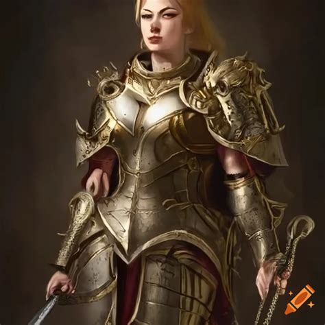 Hyperealistic Painting Of A Female Warrior In Silver Armor On Craiyon