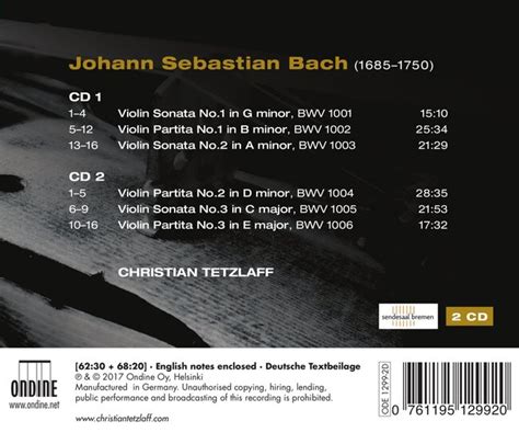 J S Bach Sonatas Partitas Tetzlaff Christian