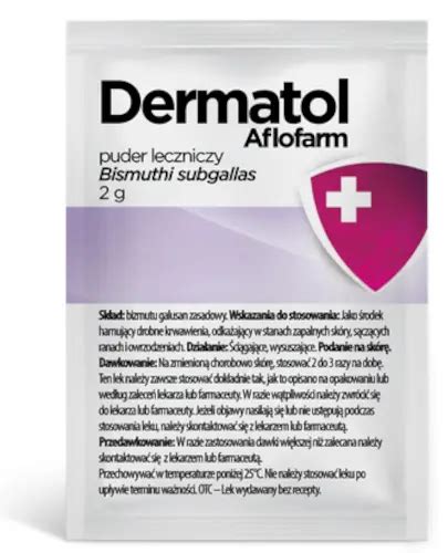 Dermatol puder leczniczy 2 g Aflofarm ᐈ Cena Opinie Wskazania Skład