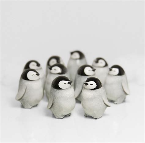 Baby Penguins Polymer Clay Sculptures