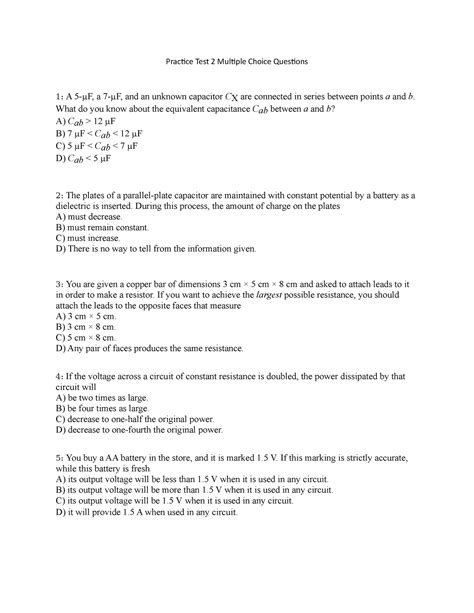 Fa22 Test 2 MC Practice Questions Practice Test 2 Multiple Choice