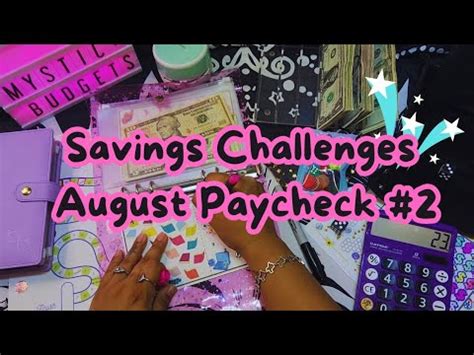 Savings Challenges Cash Stuffing August Paycheck Budgeting