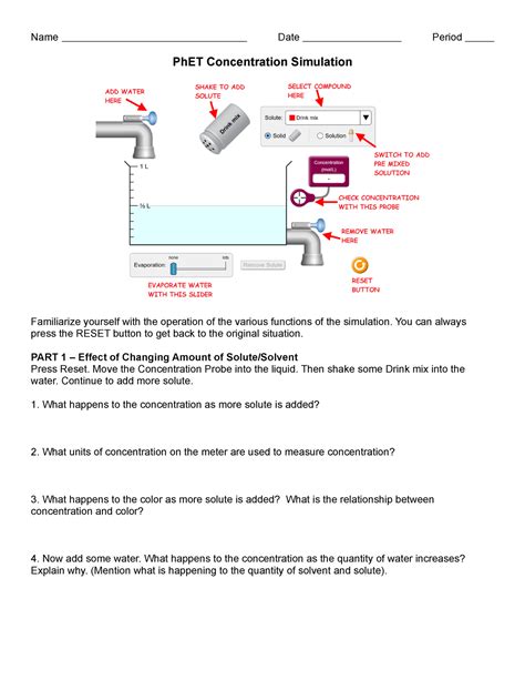 Ph ET Concentration Not Sure Name Date Period PhET Concentration
