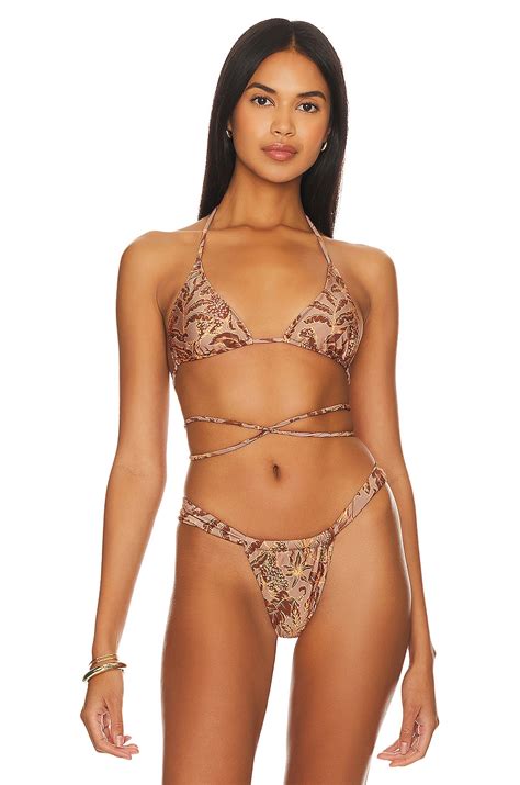 Nookie Wild At Heart Wrap Tri Bikini Top In Mocha REVOLVE