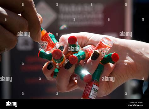 Sample Hot Sauce Bottles From The Tabasco Hangover Truck In New York