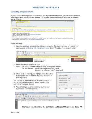 Fillable Online Revenue State Mn Correcting A Rejected Form Revenue