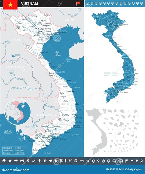 Vietnam Infographic Karten Und Flaggenillustration Stock Abbildung