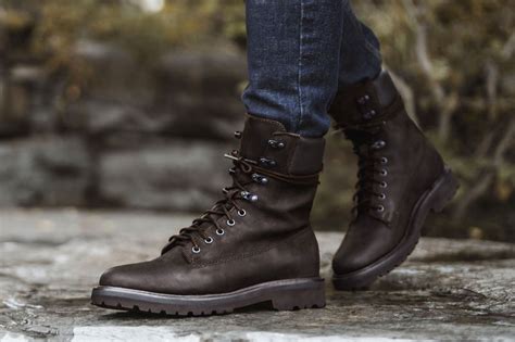 Mens Explorer Combat Boot In Dark Brown Rocky Road Leather Thursday