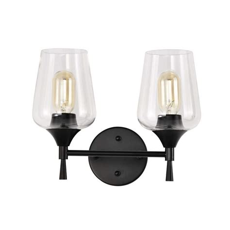 Edvivi Arlo 13 In 2 Lights Matte Black Vanity Light With Clear Wine