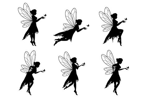 Cute Fairy Silhouette Illustration Set Graphic By Curutdesign