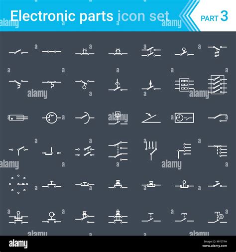 Elettrici Ed Elettronici Di Icone Schema Elettrico I Simboli Interruttori Pulsanti E