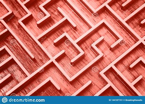 Coral Pink Toned Wooden Labyrinth Maze Puzzle Stock Image Image Of Metaphor Maze 144187151