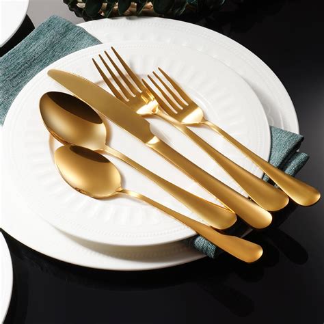 Wholesale Cutlery Restaurant Spoon Knife And Fork Silverware Bulk Gold