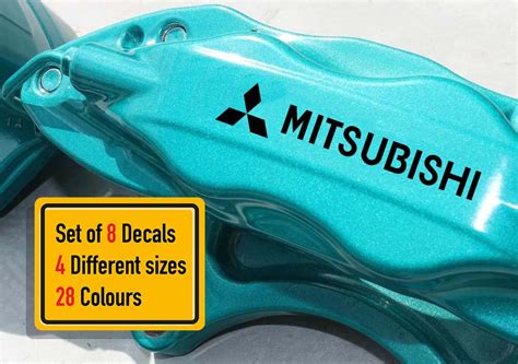 8 X Mitsubishi Brake Caliper Vinyl Decals Stickers Lettering And Logo Only Etsy