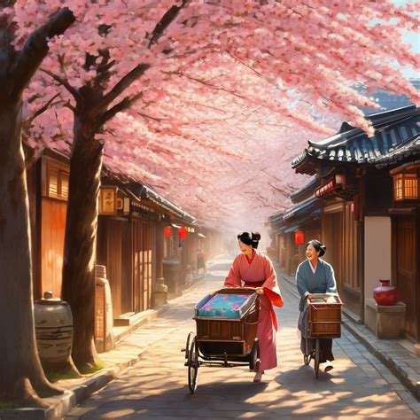 Cherry-blossom-strewn Kyoto street by 혜인 - Playground