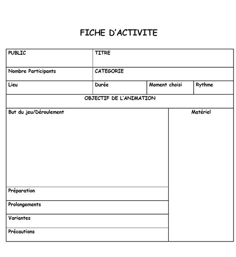 Fiche D Activit Animation Maternelle Plaquette Activites A Partir De