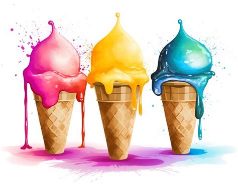 Premium AI Image An Illustration Of Three Ice Cream Cones With