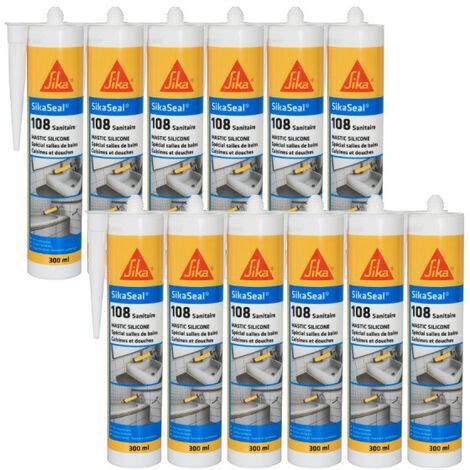 Lot De 12 Mastics Silicones Anti Moisissure SIKA Sikaseal 108 Sanitaire