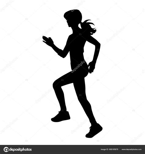 Silhouette Sporty Woman Running Pose Silhouette Female Run Pose Stock Vector By ©sentanu74gmail