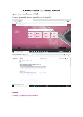 Ruta Para Ingresar Al Sistema Registra Del Minedu Pdf