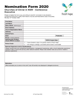 Fillable Online Conference Executive Nominee Form Nominee Form