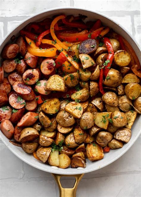 Smoked Sausage Potato Skillet With Peppers And Onions