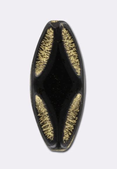 Palet ovale 25x10 mm black gold x1 Les palets en verre de Bohème