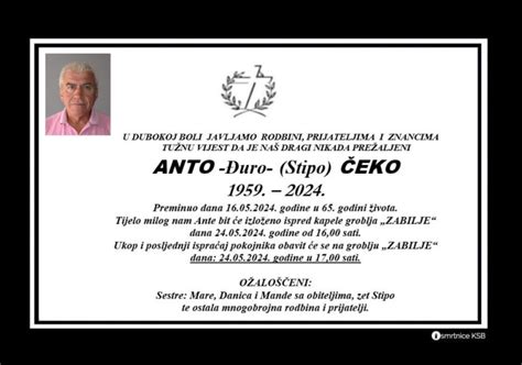 Anto Đuro Stipo Čeko Osmrtnice KSB