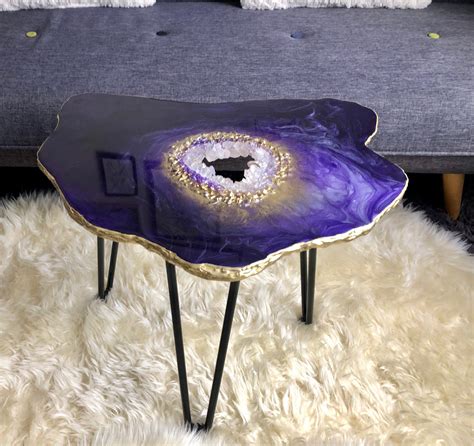 Decorativecoffee Table Purple Geode Inspired Epoxy Resin And Etsy