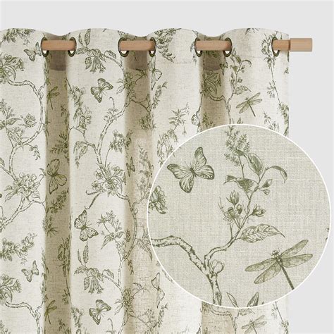 Lazzzy Linen Floral Farmhouse Curtains Green Curtains 90