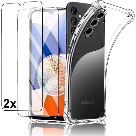 Coque pour Galaxy A14 4G 5G 2 vitres en verre trempé Souple