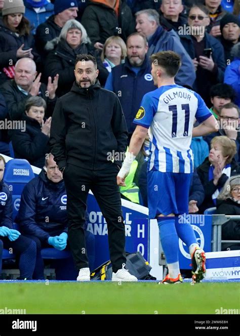 Brighton And Hove Albion S Billy Gilmour Right Walks Past Brighton