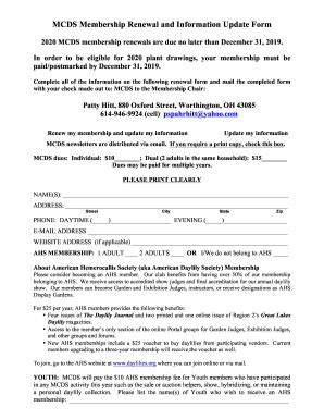 Fillable Online Membership Renewal Form Metropolitan Columbus