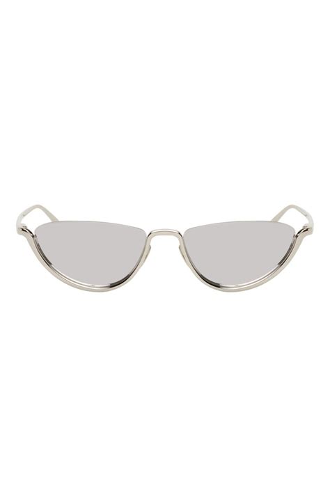 Bottega Veneta Silver Metal Cat Eye Sunglasses