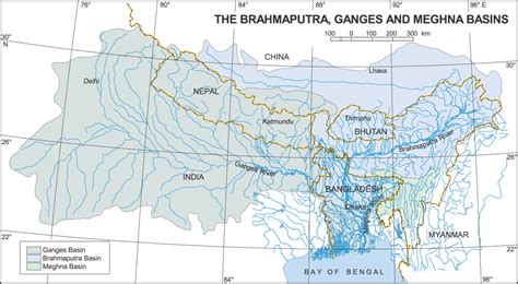 Maps of Bangladesh: Map Showing Brahmaputra, Ganges and Meghna Basins