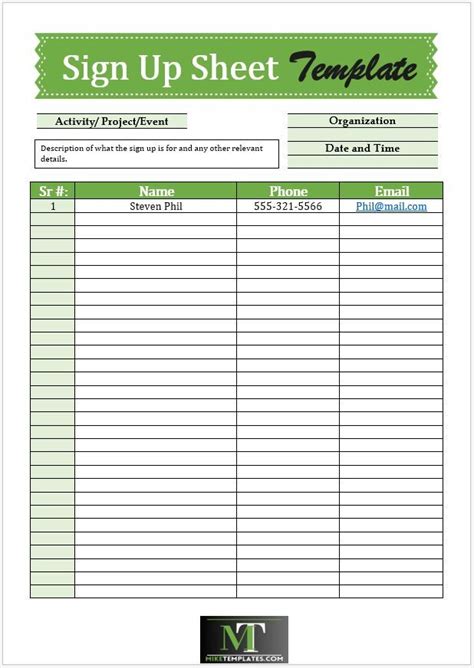 Sign Up Sheet Template Word Sign Up Sheet Printable Editable Free