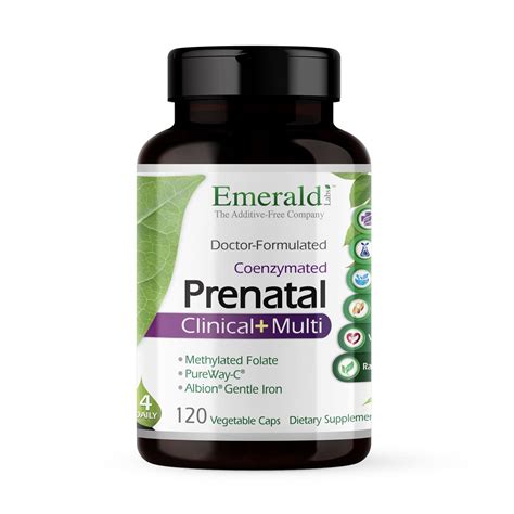 Emerald Labs Prenatal 4 Daily Multi 120 Vegetable Capsules For