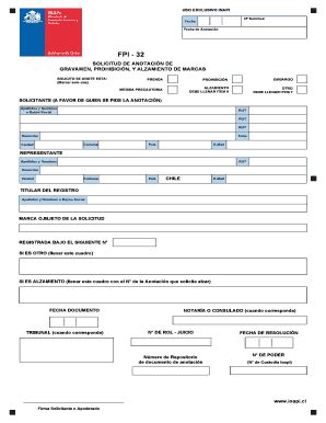 Fillable Online Ion Inapi Gravamen Prohibicin Y Alzamiento De Marcas