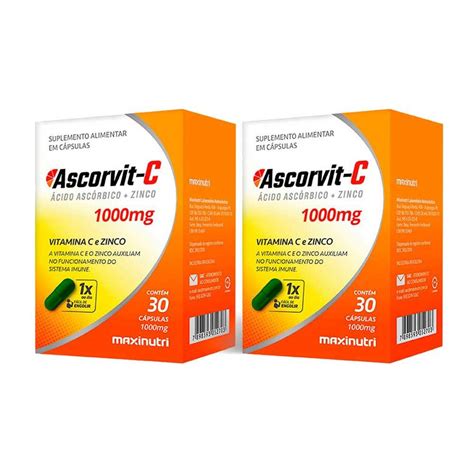 Kit Ascorvit Vitamina C Zinco C Psulas Maxinutri Submarino