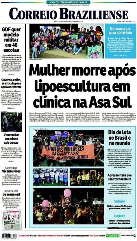 Capa Correio Braziliense Sábado 9 de Março de 2019