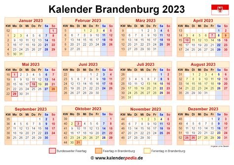 Kalender Brandenburg Ferien Feiertage Word Vorlagen