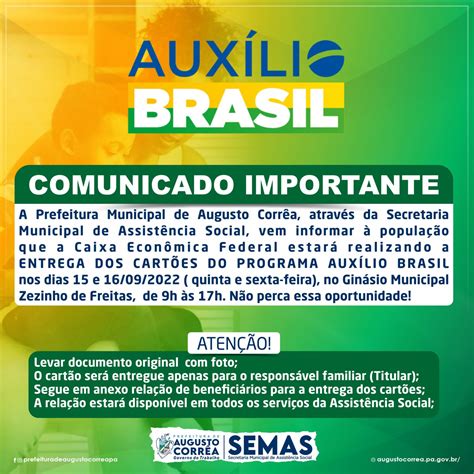 Comunicado Importante Auxilio Prefeitura Municipal De Augusto Corr A