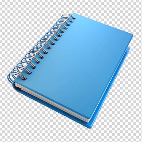 Cuaderno Abierto En Blanco Azul Vista Lateral 3D En Fondo Transparente