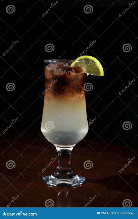 Glass of Long Island Cocktail Stock Image - Image of cube, straw: 26148601