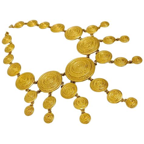 Christian Dior Vintage Gold Tone Poured Glass Necklace At Stdibs