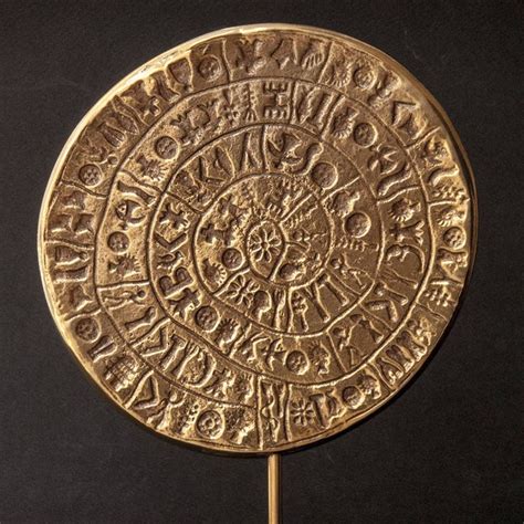 Greek Phaistos Disc Metal Sculpture Greek Minoan Crete Phaistos Disc