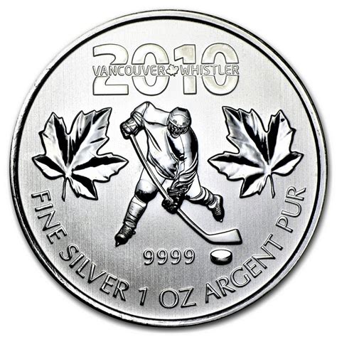 Silver Coin Canadian Maple Leaf 2010 1 Oz Vancouver Olympics